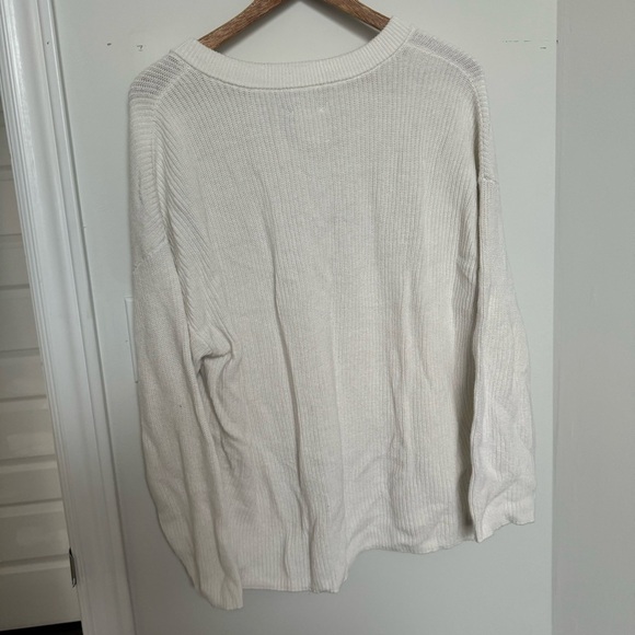 Aerie Oversized Cream Henley Knit Sweater M - Picture 6 of 6